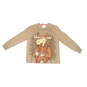 Funny Moose Graphic Kids Sweatshirt Beige Long Sleeve Lake Darling Resort